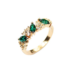 Emerald Glow Rhinestone Ring